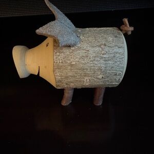Rustic Wooden Pig Figurine